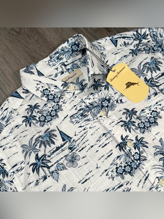 Tommy Bahama Other - New Tommy Bahama Hawaiian Shirt All Over Print ST327522TX Men's M White Sailboat